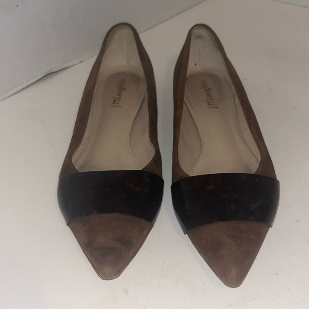J McLaughlin Mallory brown Tortoise Suede Pointed Toe Flats Size 8.5